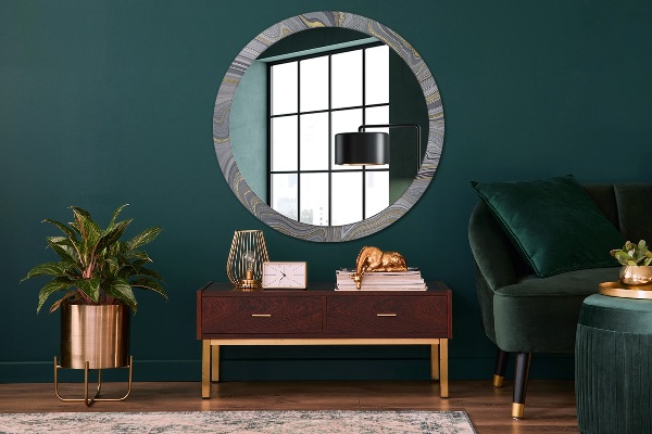 Circle decorative mirror Gray marble