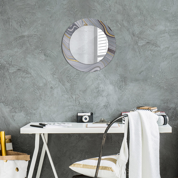 Circle decorative mirror Gray marble
