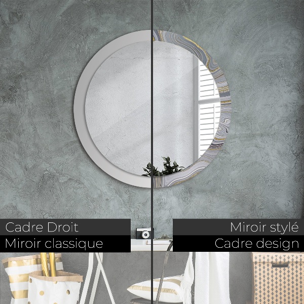 Circle decorative mirror Gray marble