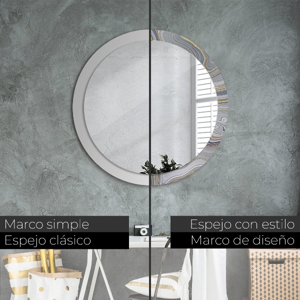 Circle decorative mirror Gray marble