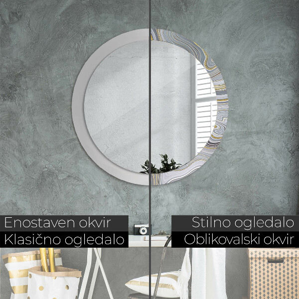 Circle decorative mirror Gray marble