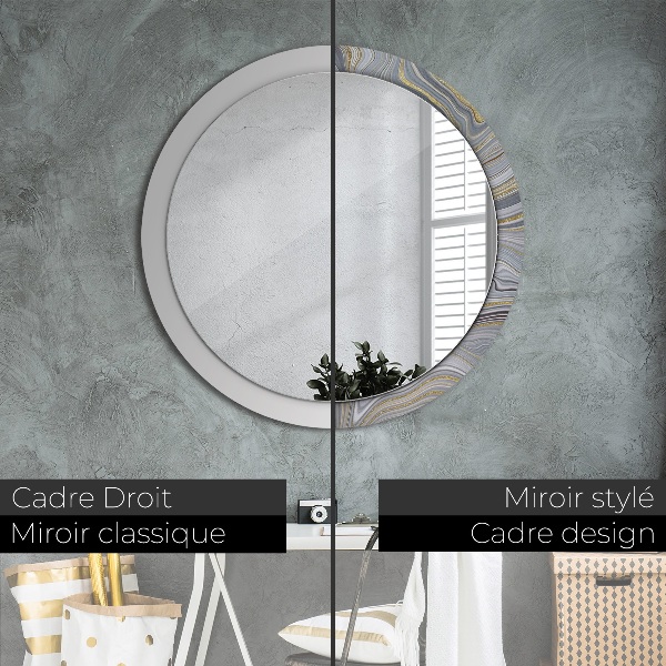 Circle decorative mirror Gray marble