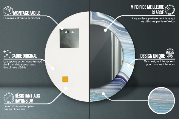 Round wall mirror design Blue marble