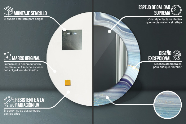 Round wall mirror design Blue marble