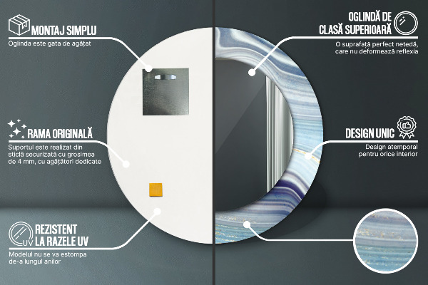 Round wall mirror design Blue marble