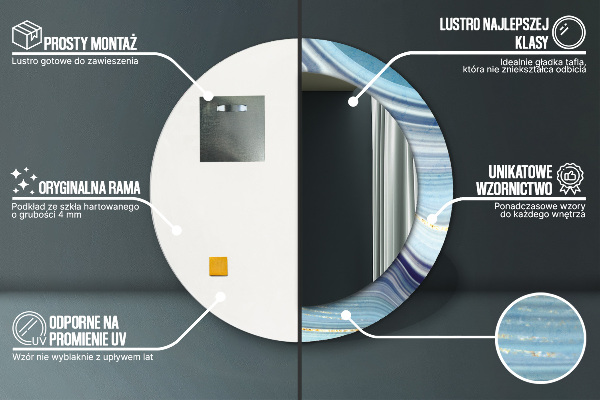 Round wall mirror design Blue marble