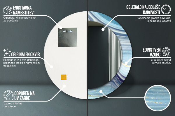 Round wall mirror design Blue marble