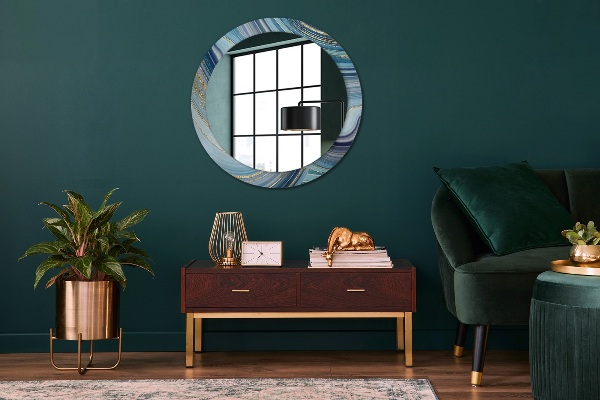 Round wall mirror design Blue marble