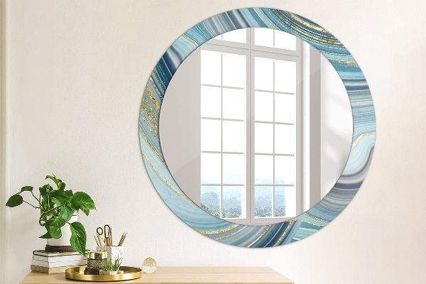 Round wall mirror design Blue marble