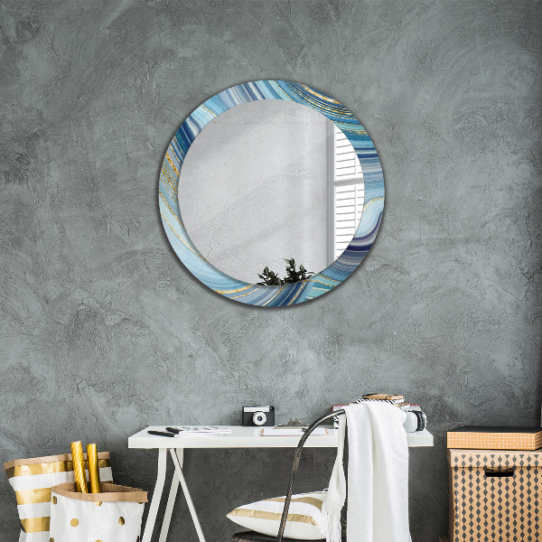Round wall mirror design Blue marble
