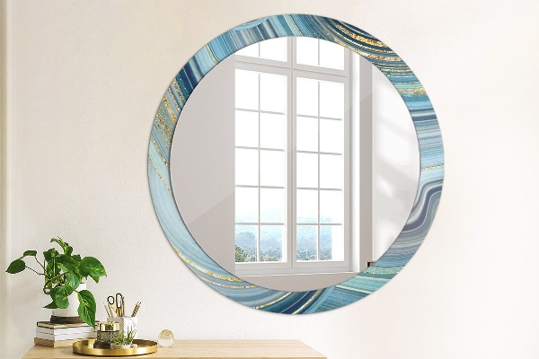 Round wall mirror design Blue marble