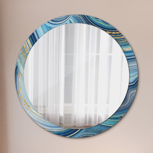 Round wall mirror design Blue marble