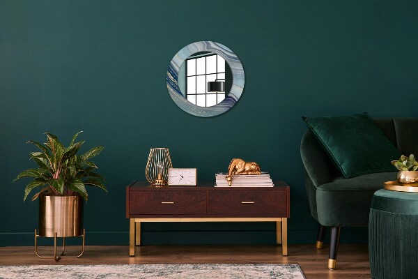 Round wall mirror design Blue marble