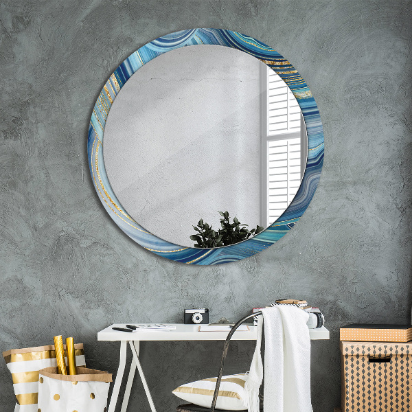 Round wall mirror design Blue marble