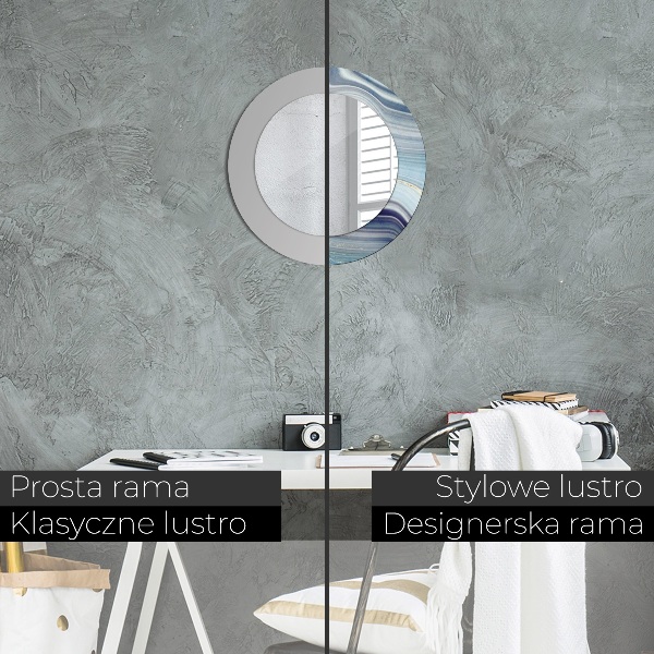 Round wall mirror design Blue marble