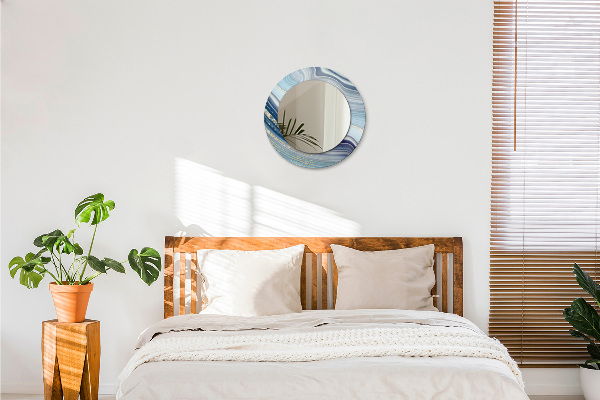 Round wall mirror design Blue marble