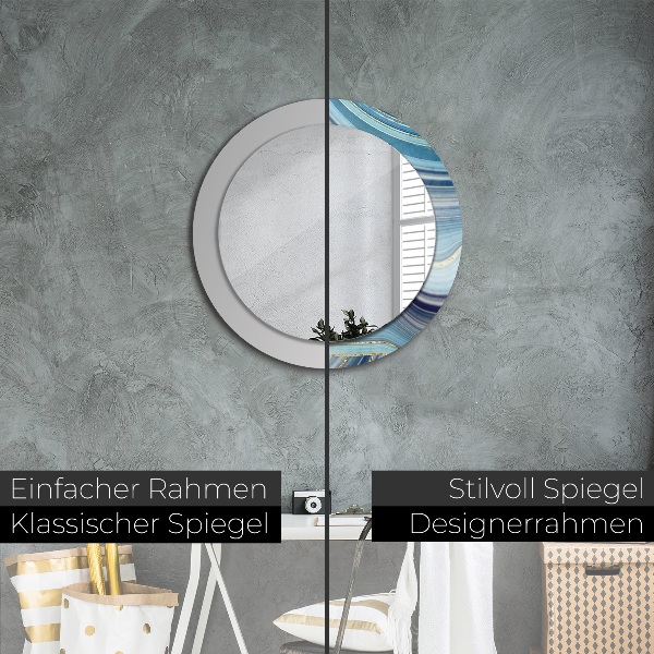 Round wall mirror design Blue marble