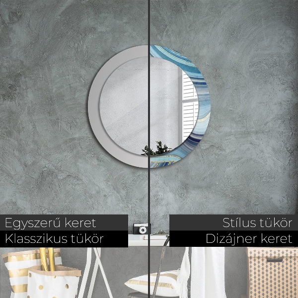 Round wall mirror design Blue marble