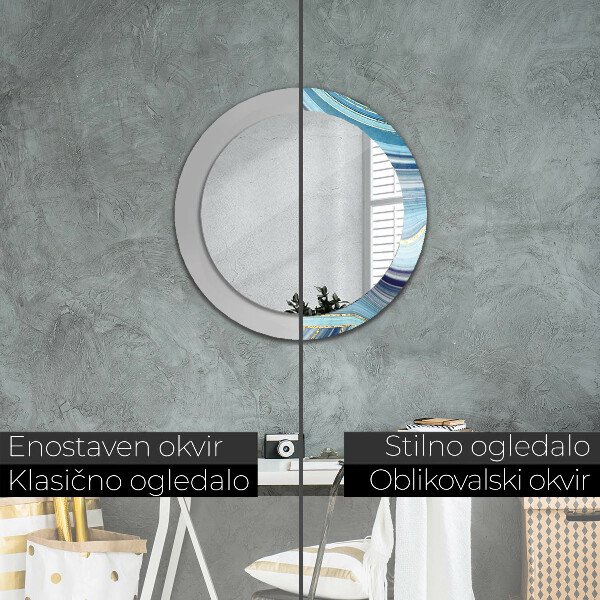Round wall mirror design Blue marble