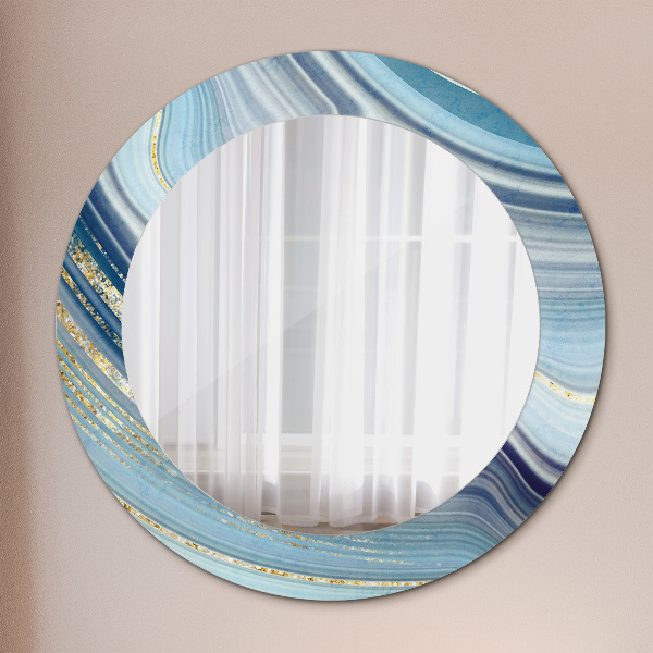 Round wall mirror design Blue marble