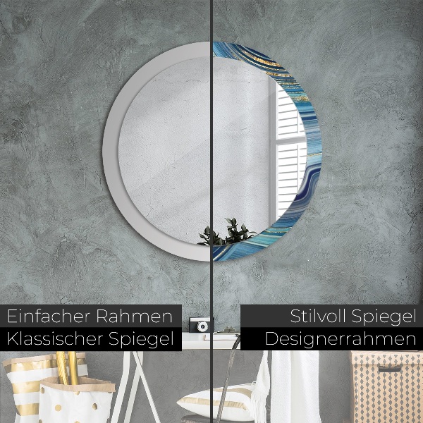 Round wall mirror design Blue marble