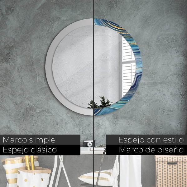 Round wall mirror design Blue marble