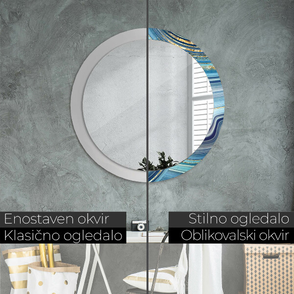 Round wall mirror design Blue marble