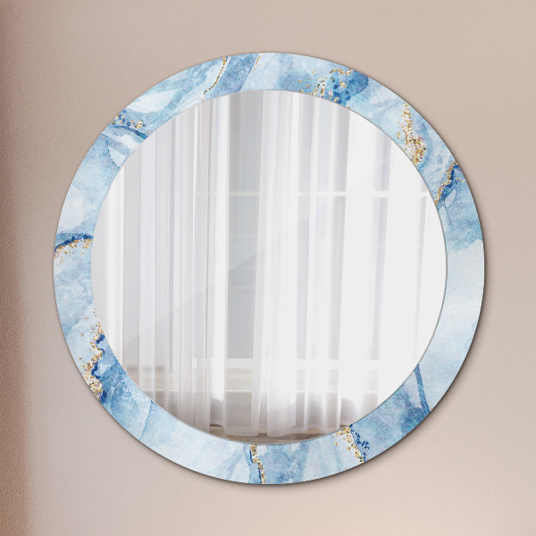 Round wall mirror design Blue marble gold
