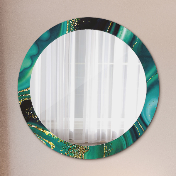 Round printed mirror Emerald marble