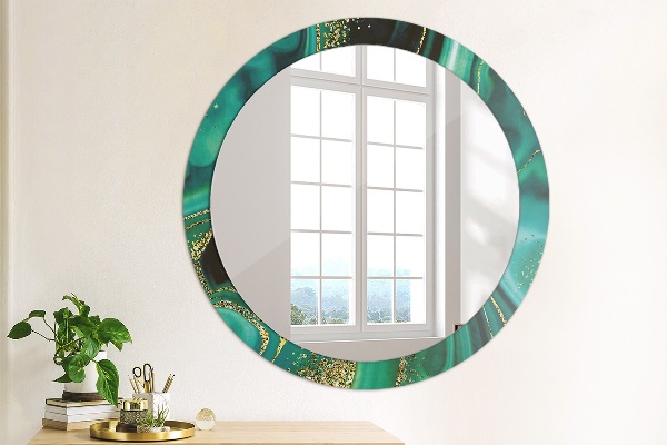 Round printed mirror Emerald marble