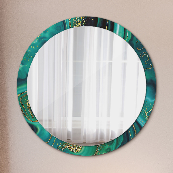 Round printed mirror Emerald marble