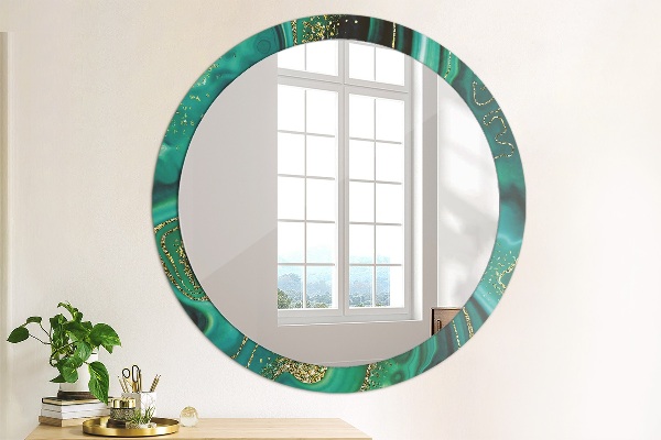 Round printed mirror Emerald marble