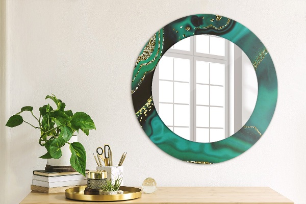 Round printed mirror Emerald marble