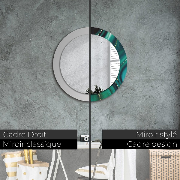 Round printed mirror Emerald marble