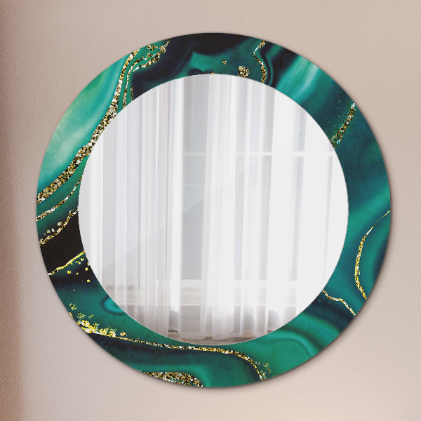 Round printed mirror Emerald marble