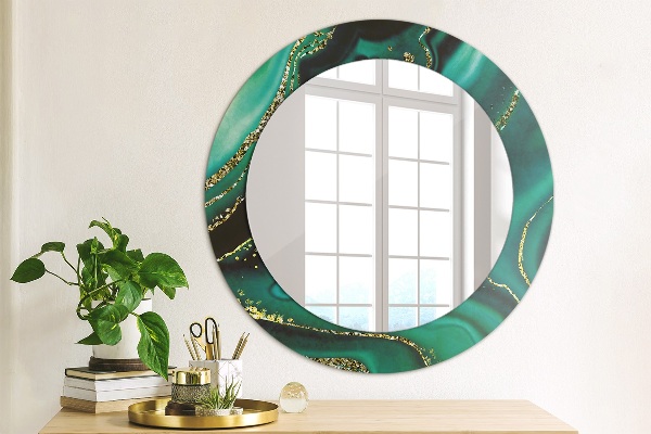 Round printed mirror Emerald marble