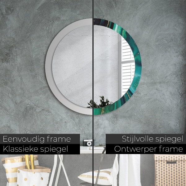 Round printed mirror Emerald marble