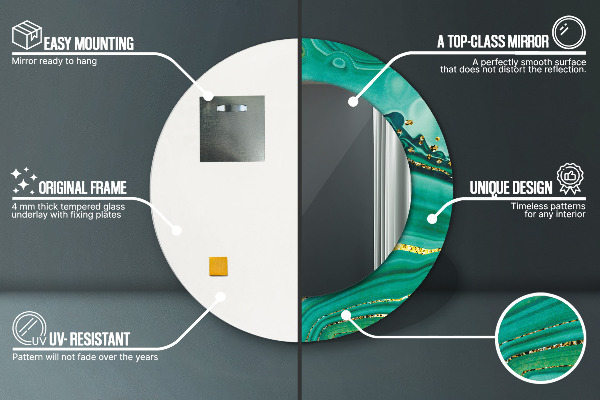 Round printed mirror Agat jaspis marble