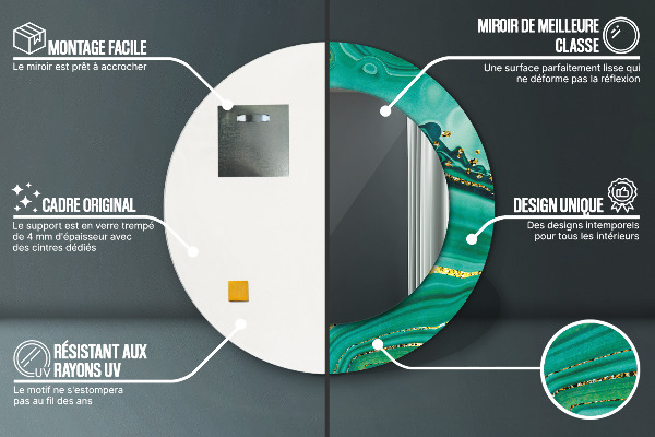 Round printed mirror Agat jaspis marble