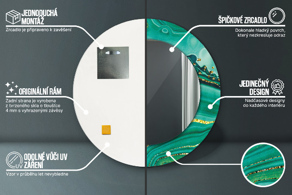 Round printed mirror Agat jaspis marble