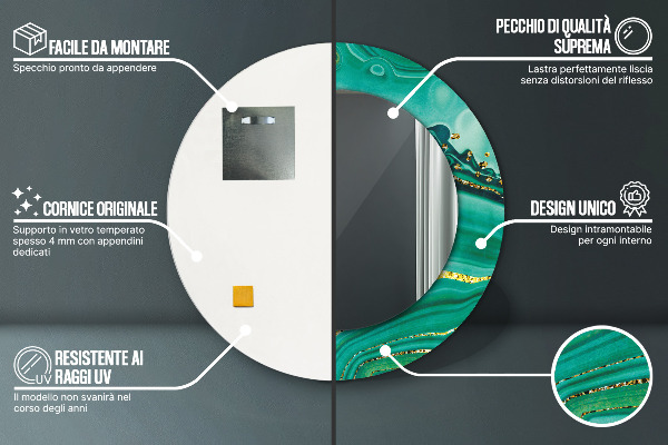 Round printed mirror Agat jaspis marble