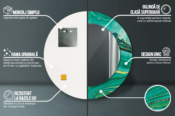 Round printed mirror Agat jaspis marble