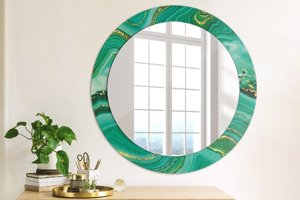 Round printed mirror Agat jaspis marble