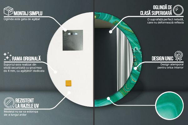 Round printed mirror Agat jaspis marble