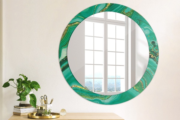 Round printed mirror Agat jaspis marble