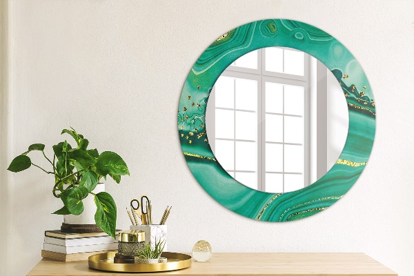 Round printed mirror Agat jaspis marble