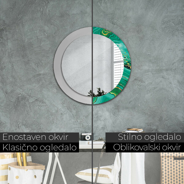 Round printed mirror Agat jaspis marble