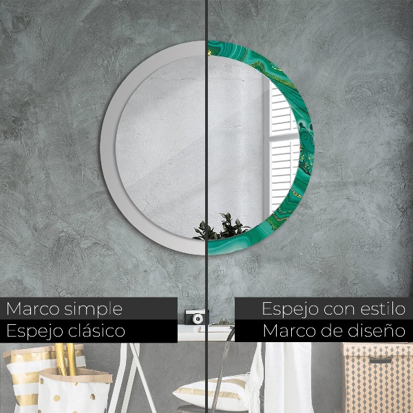 Round printed mirror Agat jaspis marble