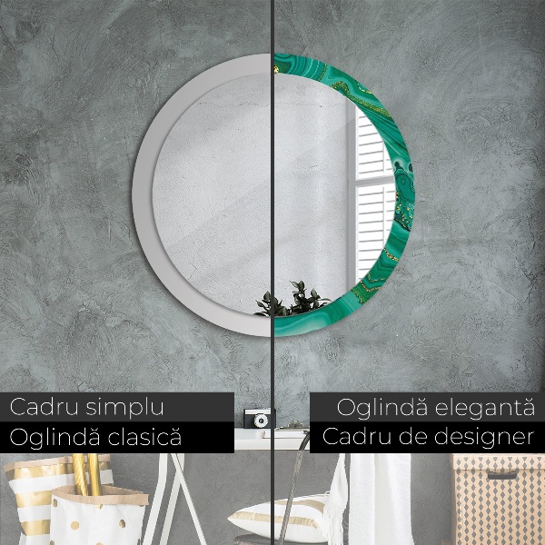 Round printed mirror Agat jaspis marble
