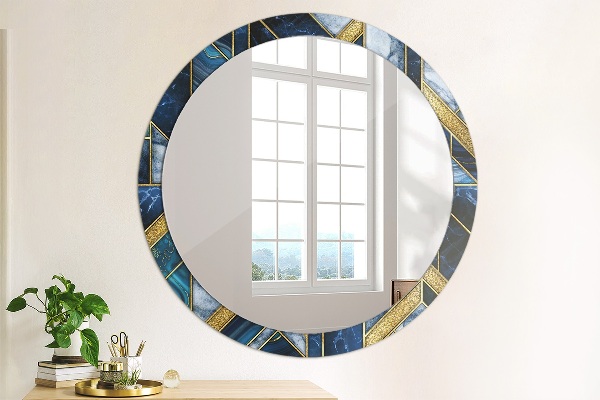 Round mirror frame with print Modern marble